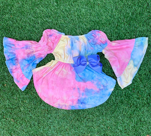 Bowtism Girls Ultimate Bell Sleeve Dress with Matching Bow - Bowtism